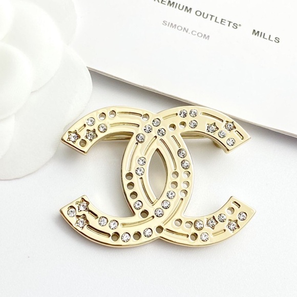 CHANEL Gold and Silver Crystal Brooch - Picture 4 of 8